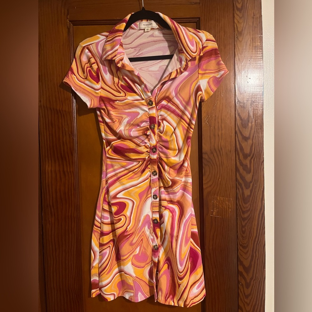 Vibrant retro style Swirl Button-Down Dress